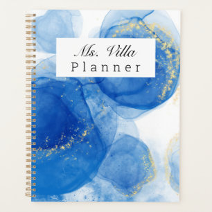 Blue and Gold Alcohol Ink Art Planner