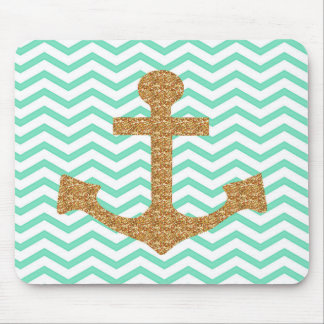 Blue and Gold Anchor Mousepad