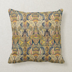 Blue and Gold Antiqued Throw Pillow
