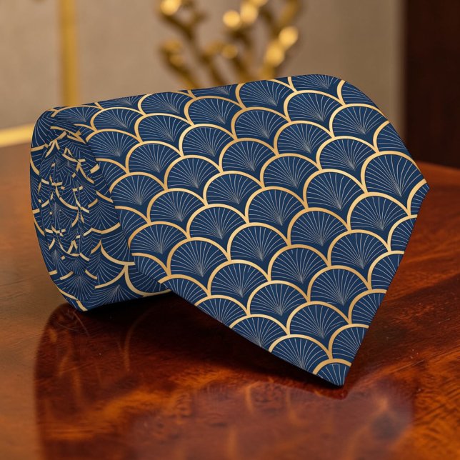 Blue and Gold Art Deco Custom Necktie (Creator Uploaded)