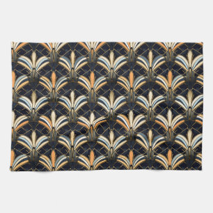 Blue and Gold Art Deco Kitchen Towel