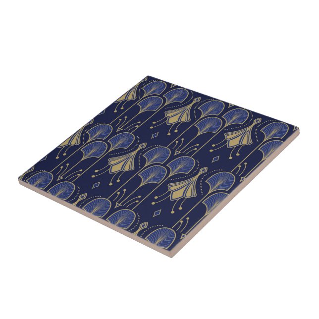 Blue And Gold Art Deco Tile (Side)