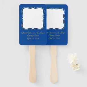 Blue and Gold Auction Paddle Hand Fan