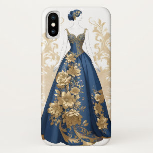 Blue and gold ballroom gown Case-Mate iPhone case