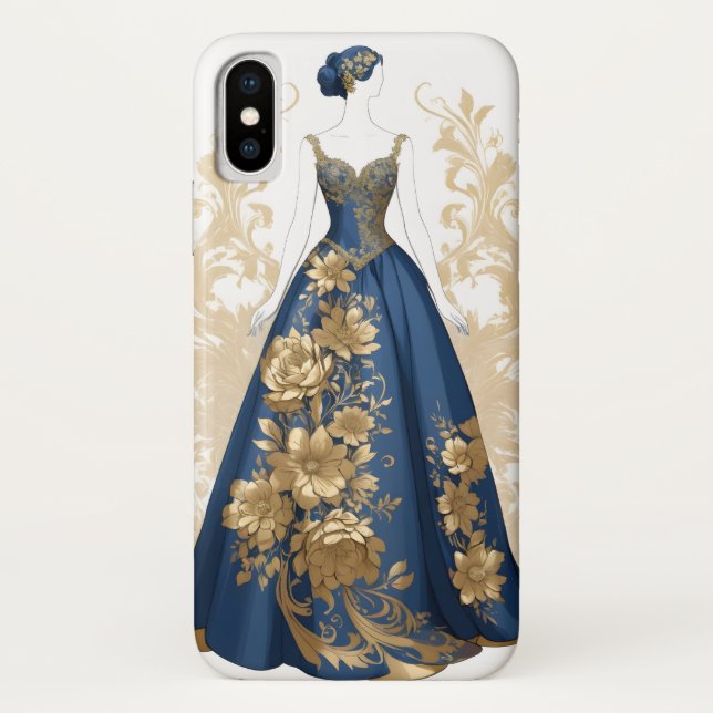Blue and gold ballroom gown Case-Mate iPhone case (Back)