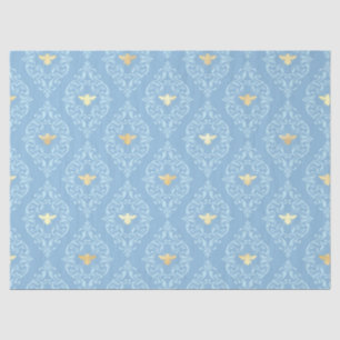 Blue and Gold Bees Series Design #1 Tissue Paper
