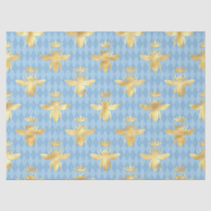 Blue and Gold Bees Series Design #8 Tissue Paper