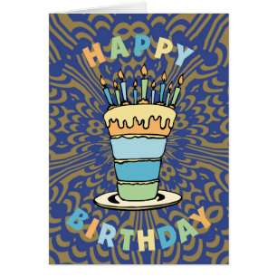 Blue and Gold Birthday Card