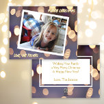 Blue and Gold Bokeh Sparkles Christmas Photo Holiday Card<br><div class="desc">Personalized Christmas cards. Pretty Christmas blue and gold bokeh sparkles holiday card.</div>