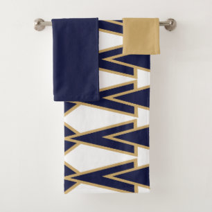 Blue and Gold Bowties  Bath Towel Set
