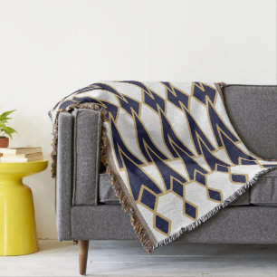 Blue and Gold Bowties Throw Blanket