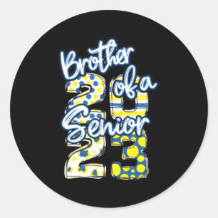 Blue And Gold Brother Of A Senior 2023 School Grad Classic Round Sticker