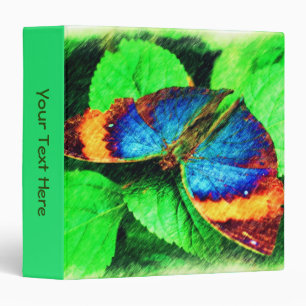 Blue And Gold Butterfly Nature Art Personalized Binder
