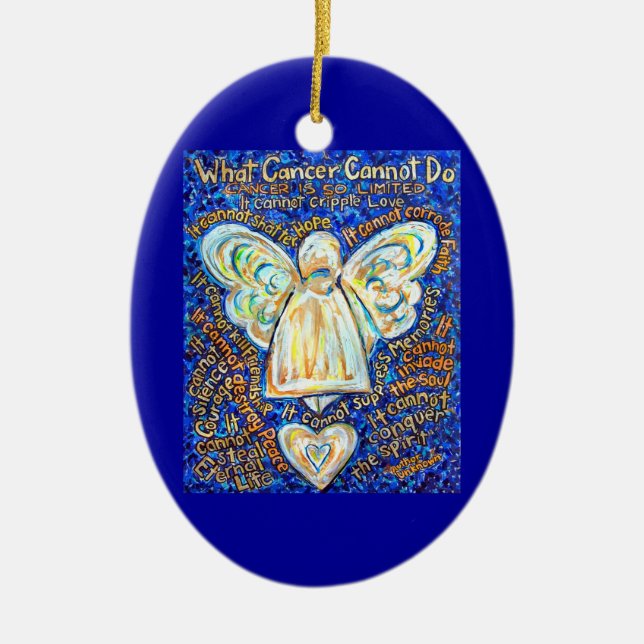 Blue and Gold Cancer Angel Ornament Customized (Front)