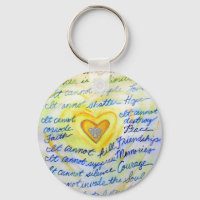 Blue and Gold Cancer Cannot Heart Keychain