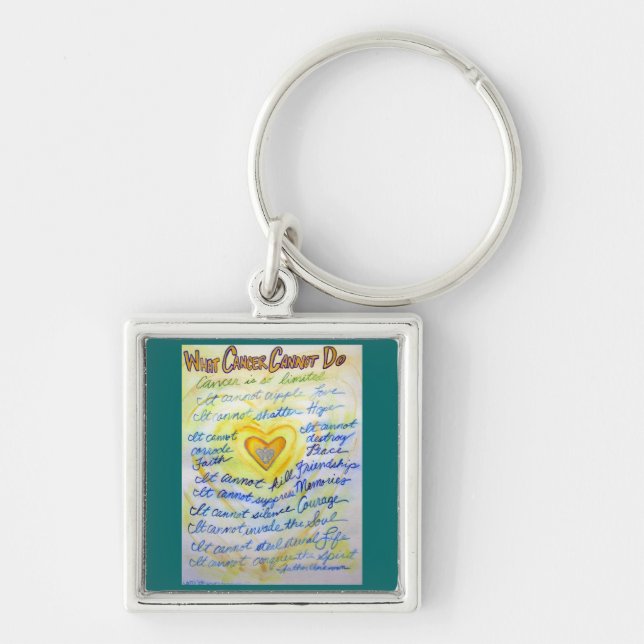 Blue and Gold Cancer Cannot Heart Keychain (Front)