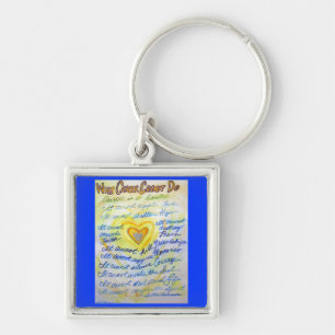 Blue and Gold Cancer Cannot Heart Keychain