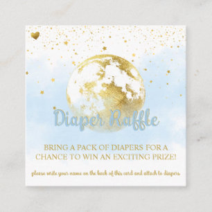 Blue and Gold Celestial Baby Shower Diaper Raffle Enclosure Card