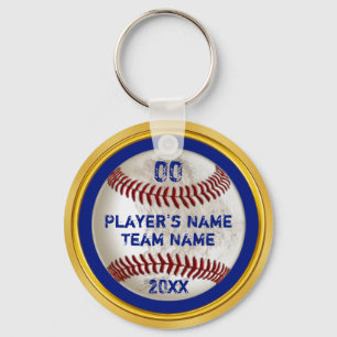 Blue and Gold Cheap Personalized Baseball Gifts Keychain