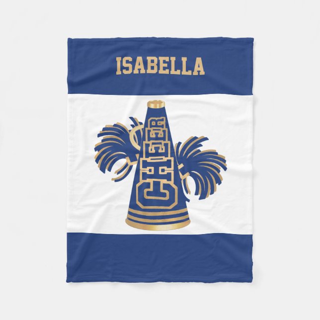 Blue and Gold Cheerleader Fleece Blanket (Front)