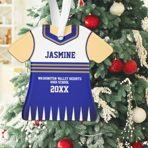 Blue and Gold Cheerleader Uniform Ornament