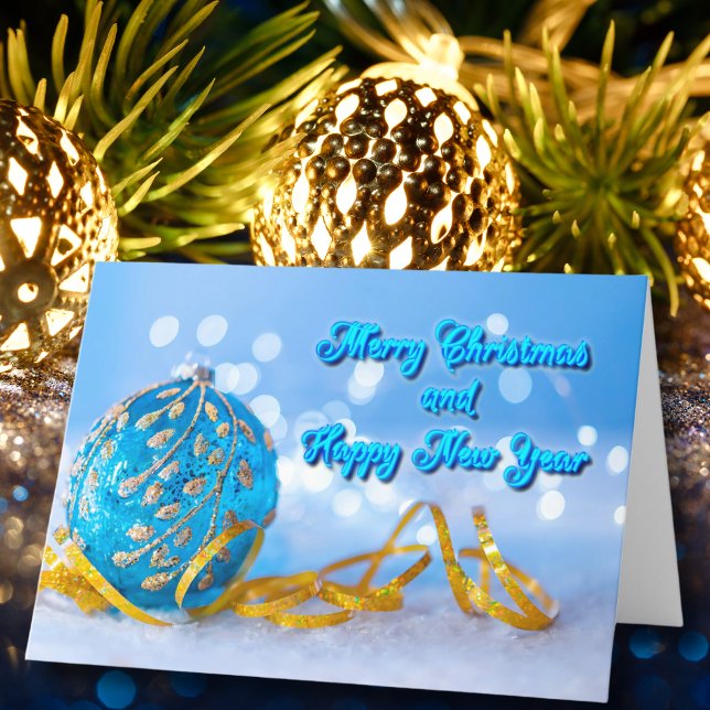Blue and Gold Christmas Elegance Holiday Card (Creator Uploaded)