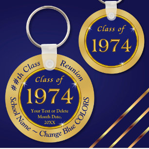 Blue and Gold, Class of 1972, Class Reunion Favour Keychain