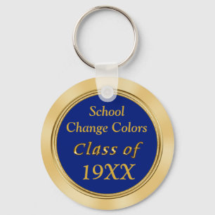 Blue and Gold Class Reunion Favours Your TEXT Keychain
