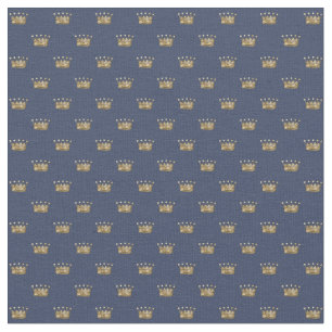 Blue and Gold Crown Fabric