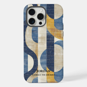 Blue and Gold Curves – Artistic Geometric Elegance iPhone 15 Pro Max Case