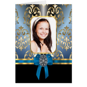 Blue and gold damask