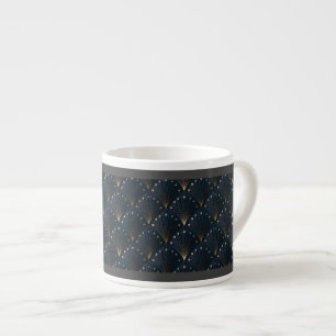 Blue And Gold Deco Pattern Espresso Cup