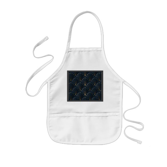 Blue And Gold Deco Pattern Kids Apron (Front)