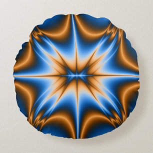 Blue and Gold Design Star Round Pillow