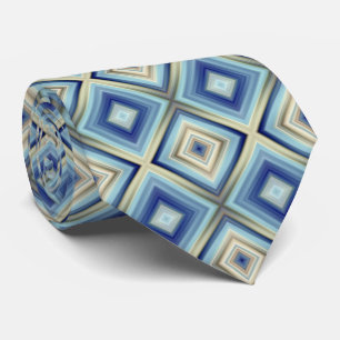 Blue and Gold Diamond Pattern Tie