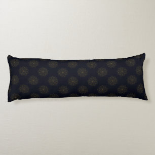 Blue and Gold Elegant Floral Pattern Body Pillow