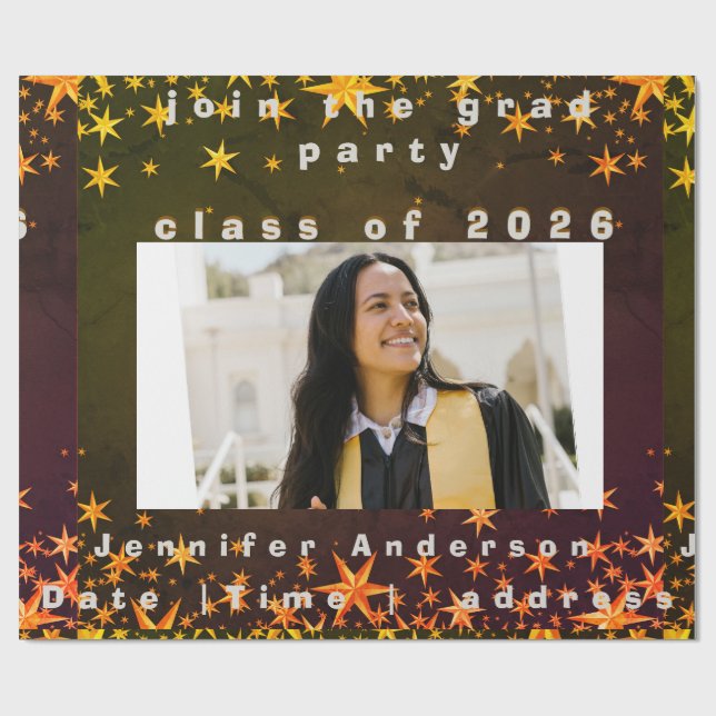 blue and gold elegant invitation wrapping paper (Flat)