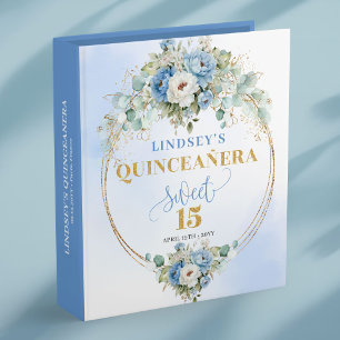 Blue and Gold Eucalyptus Quinceañera Album Binder