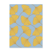 Blue and Gold Fall Ginkgo Ginko Biloba Leaves