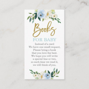 Blue and gold floral baby shower bring a book encl enclosure card