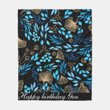 Blue and Gold Flower pattern Add Your Name