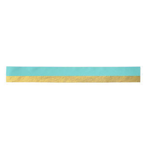 Blue and Gold Foil Stripes Printed Satin Ribbon
