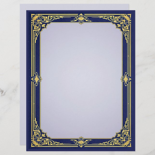 Blue and Gold Frame with Lavender Centre Letterhead (Front/Back)