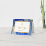 Blue and Gold Geode | Bat Mitzvah or Bar Mitzvah Thank You Card<br><div class="desc">These beautiful Bar Mitzvah or Bat Mitzvah thank you cards feature a painted geode look background,  with various shades of blue and faux gold accents and frame. Trendy modern faux gold script typography and a matching Star of David also appear.</div>