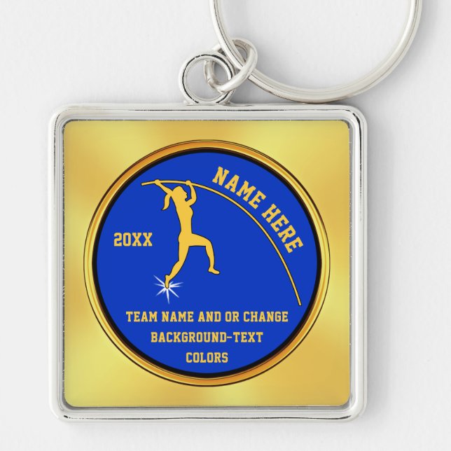 Blue and Gold GIRLS, Gifts for Pole Vaulters, Keychain (Front)