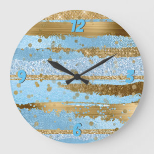 Blue and Gold Glam Wall Clock