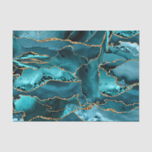Blue and gold glitter agate abstract tissue paper
