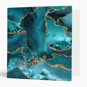 Blue and Gold Glitter Agate Binder