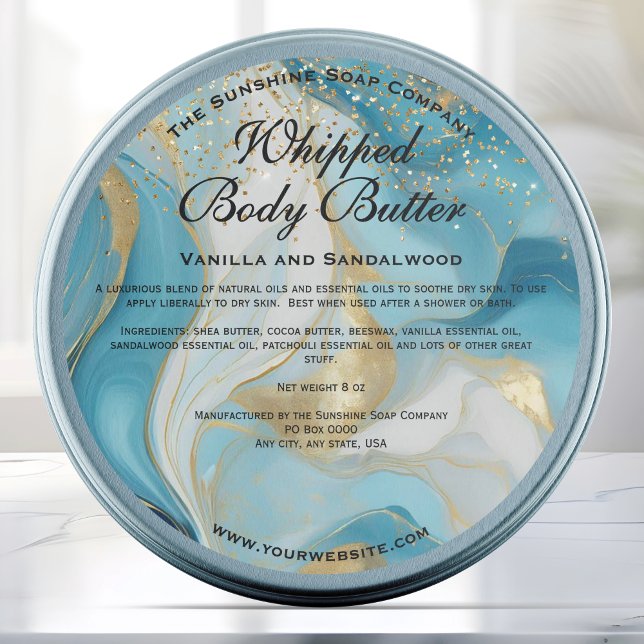 Blue and Gold Glitter Body Butter Jar Label (Creator Uploaded)