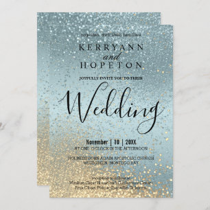 Blue and Gold Glitter Invitation